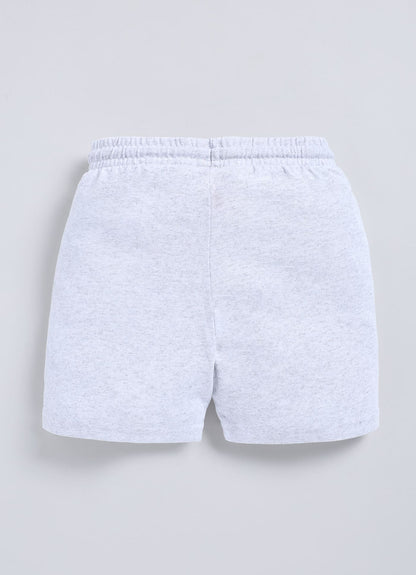 Ecru Melange Cotton Shorts For Boys - ParrotCrow