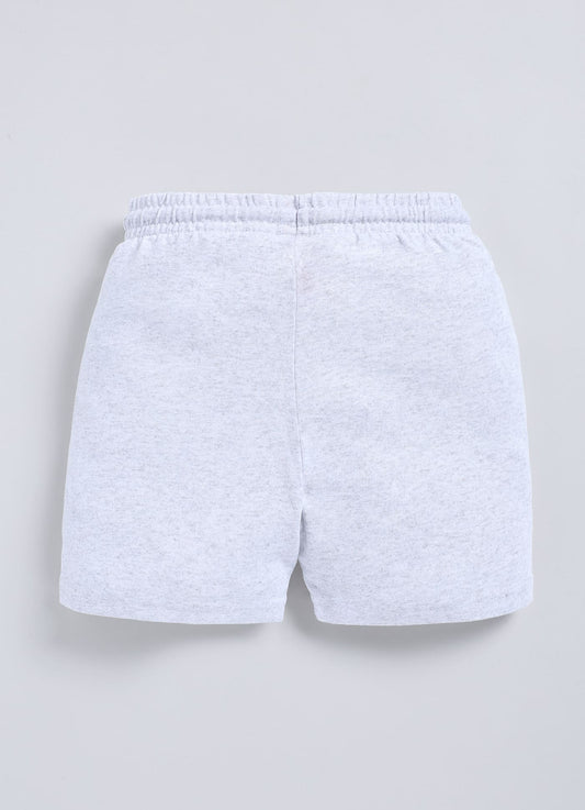 Ecru Melange Cotton Shorts For Boys - ParrotCrow