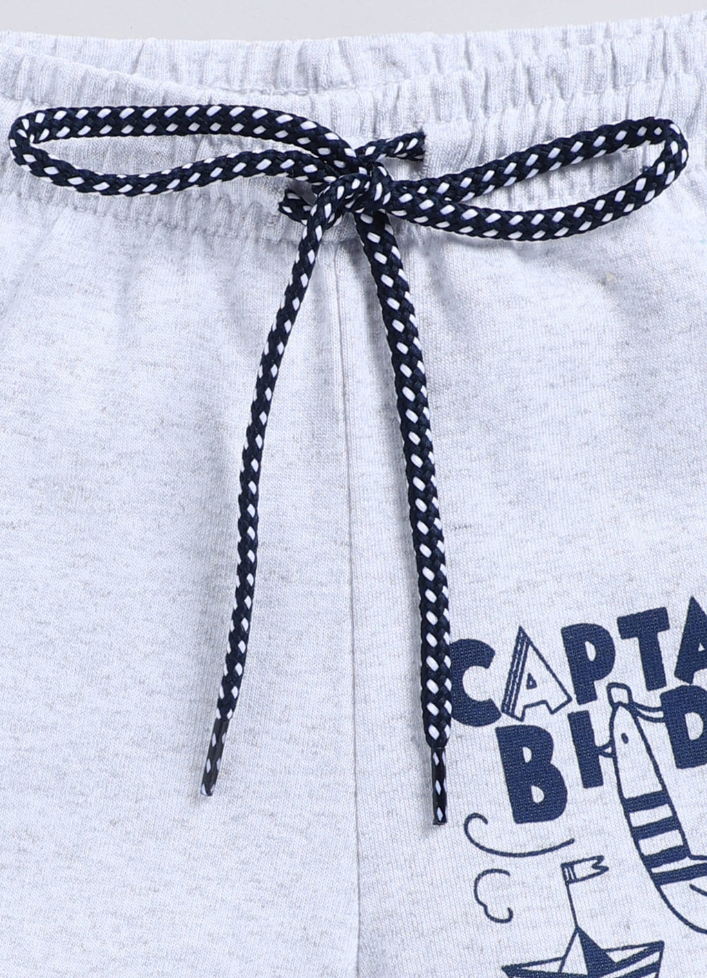 Ecru Melange Cotton Shorts For Boys - ParrotCrow