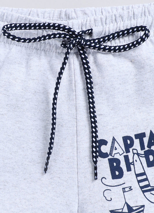 Ecru Melange Cotton Shorts For Boys - ParrotCrow