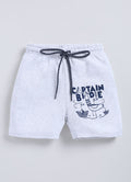 Ecru Melange Cotton Shorts For Boys - ParrotCrow