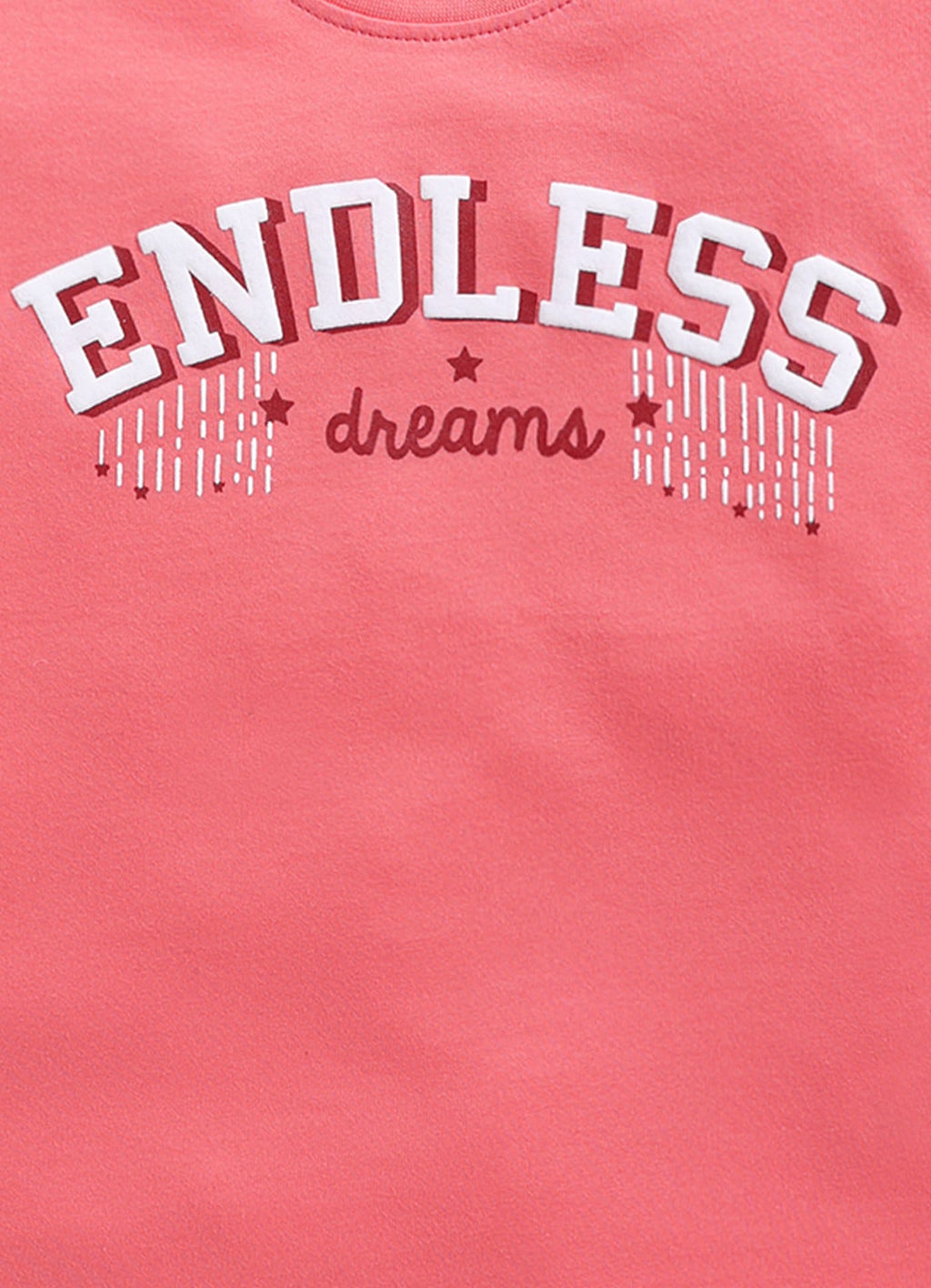Endless Dreams Printed Cotton T-Shirt for Girls - Carrot Orange - ParrotCrow