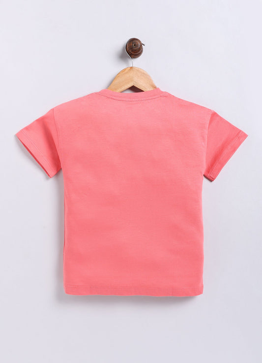 Endless Dreams Printed Cotton T-Shirt for Girls - Carrot Orange - ParrotCrow