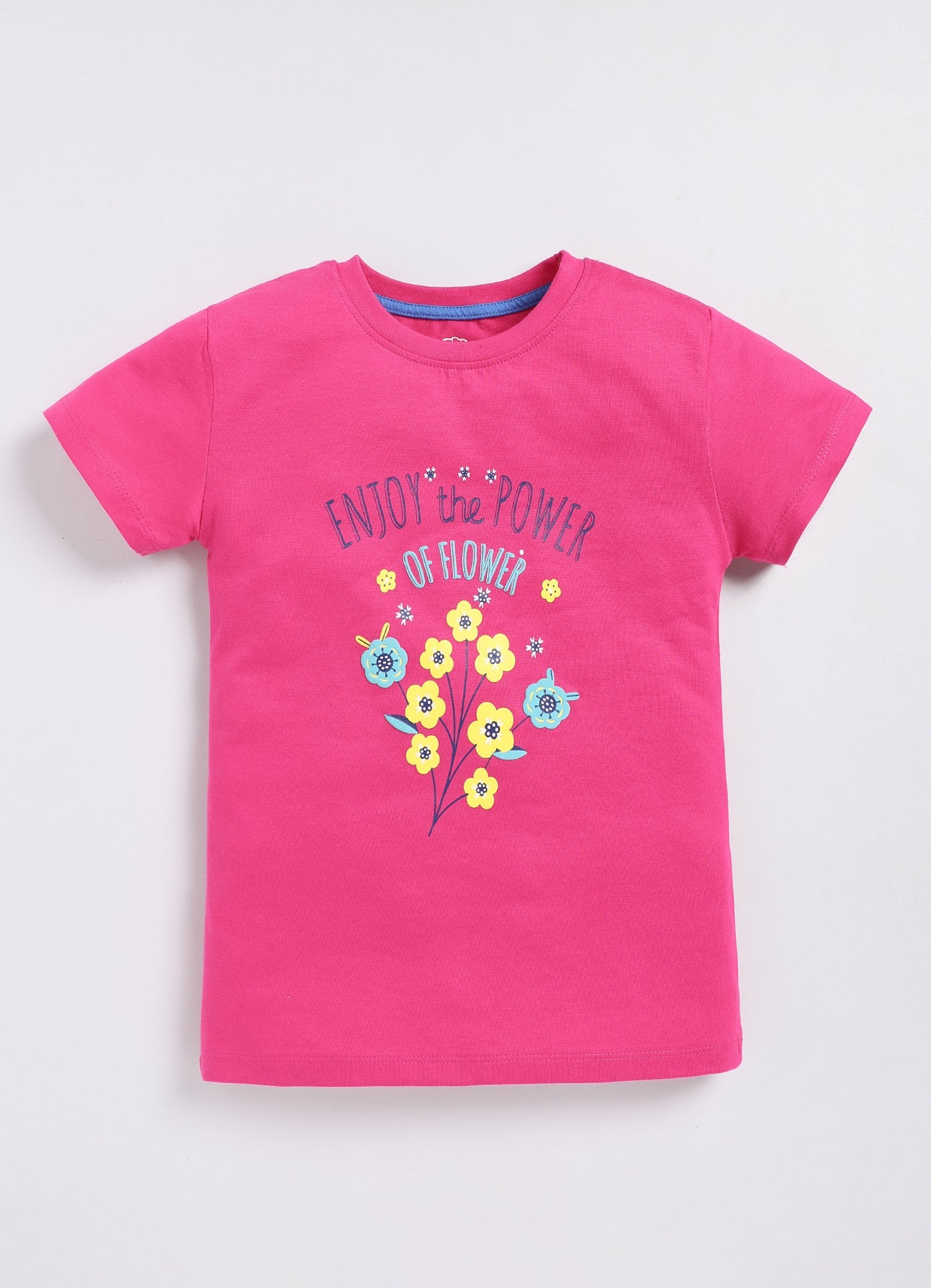 Enjoy the power of homes Printed Cotton T-Shirt for Girls - Dark Pink - ParrotCrow