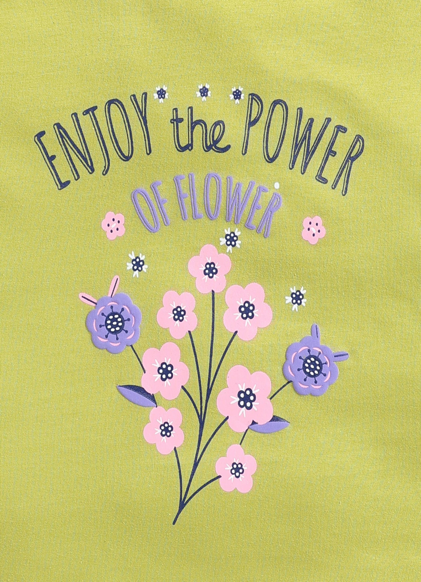 Enjoy the power of homes Printed Cotton T-Shirt for Girls - Lime Green - ParrotCrow