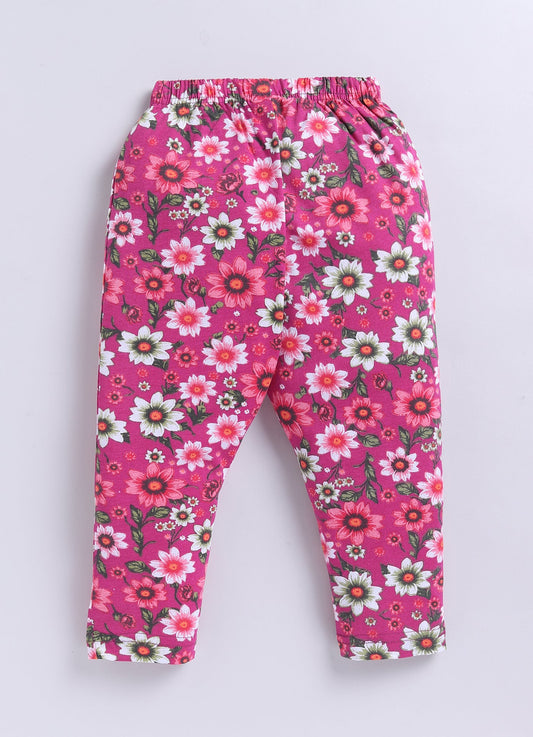 Floral MEGENTHA Flower Printed Activewear Trousers - ParrotCrow