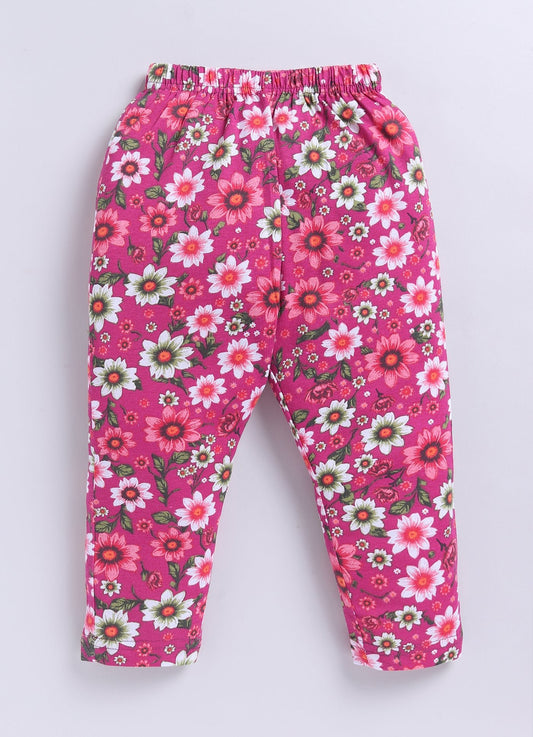 Floral MEGENTHA Flower Printed Activewear Trousers - ParrotCrow