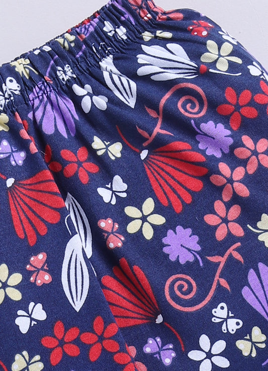 Floral Navy Vibrant Flower Printed Activewear Trousers - ParrotCrow