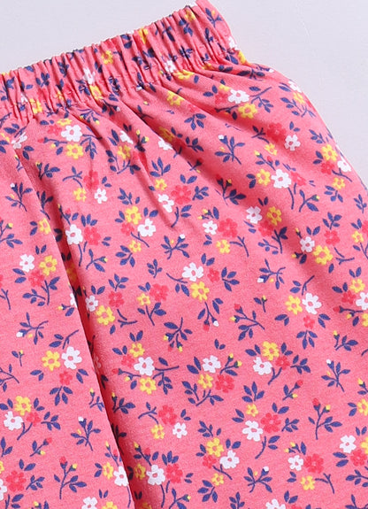 Floral Pink and Blue Flower Printed Activewear Trousers - ParrotCrow