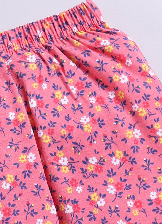 Floral Pink and Blue Flower Printed Activewear Trousers - ParrotCrow
