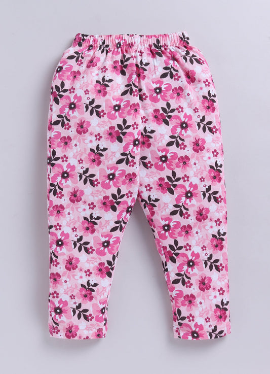 Floral Pinky Flower Printed Activewear Trousers - ParrotCrow