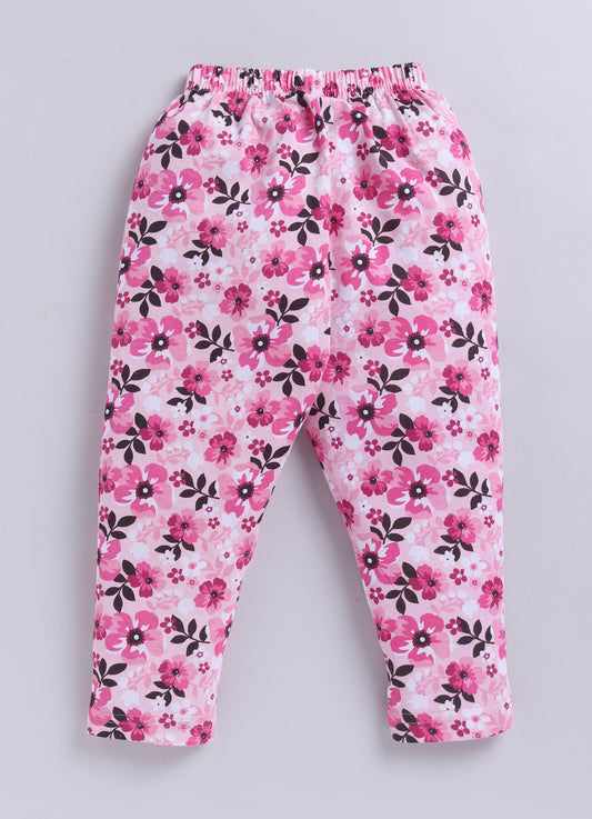 Floral Pinky Flower Printed Activewear Trousers - ParrotCrow