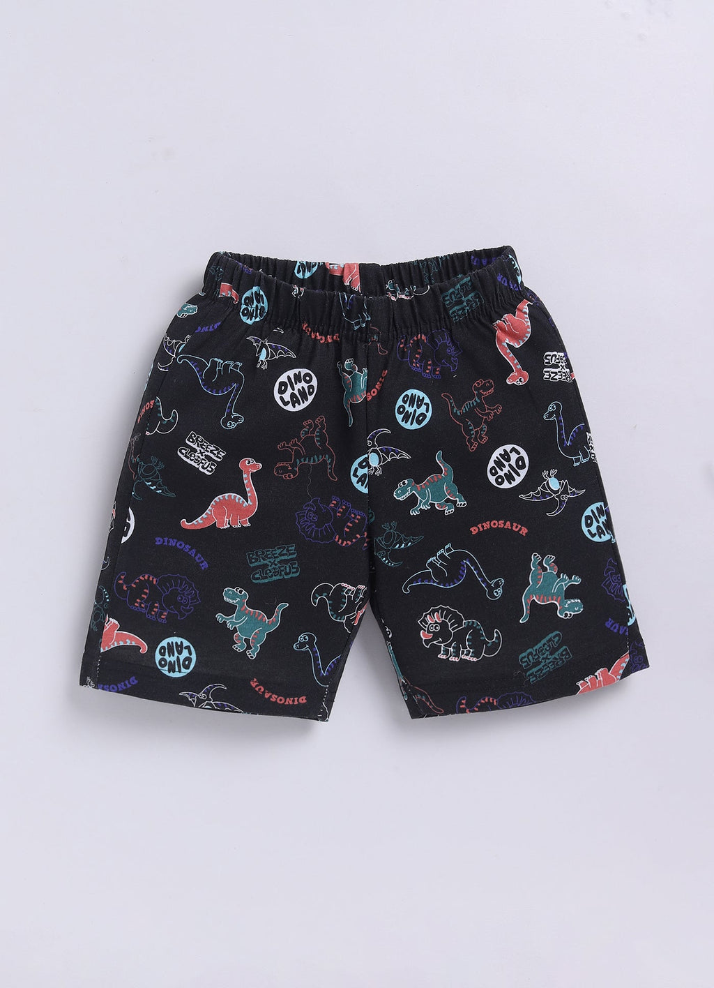 Friends for Life Printed T-Shirt & Dino Shorts Set for Boys (Purple & Grey) - ParrotCrow