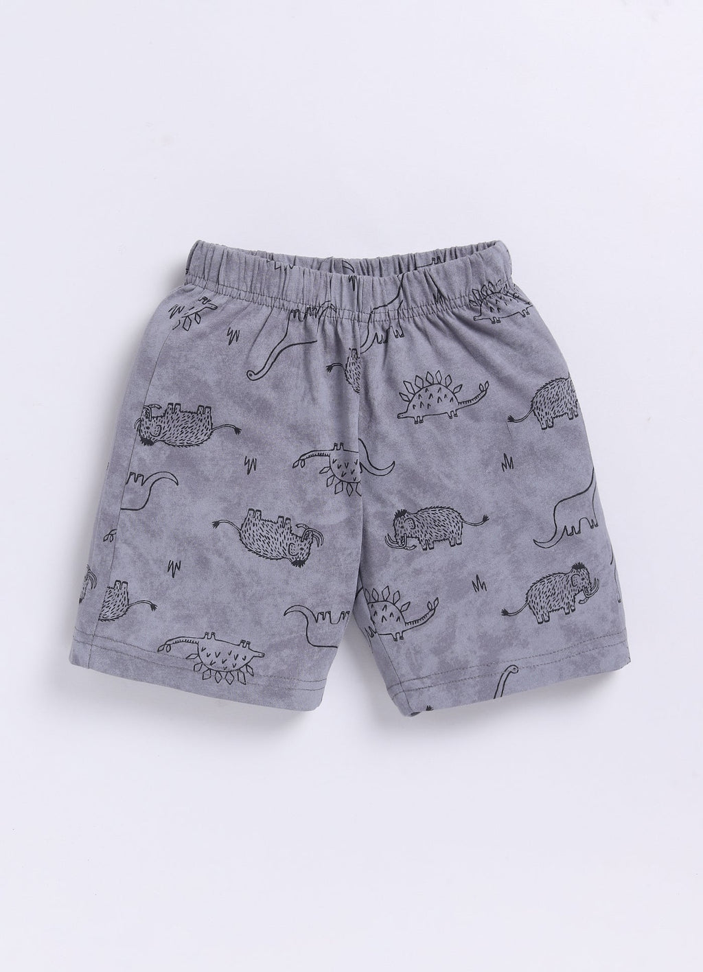 Friends for Life Printed T-Shirt & Dino Shorts Set for Boys (Purple & Grey) - ParrotCrow