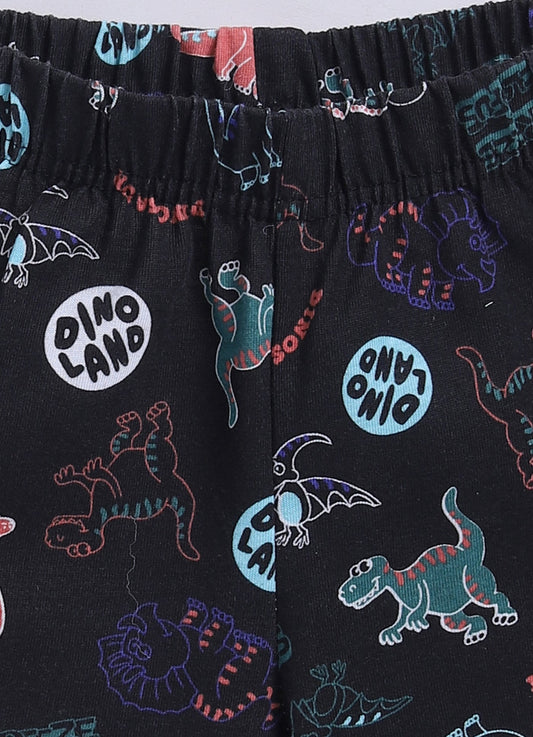 Friends for Life Printed T-Shirt & Dino Shorts Set for Boys (Purple & Grey) - ParrotCrow