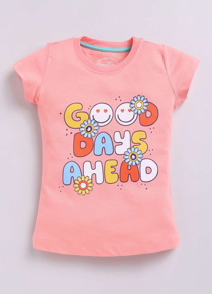 Good Days Ahead Printed Cotton T-Shirt for Girls - ParrotCrow