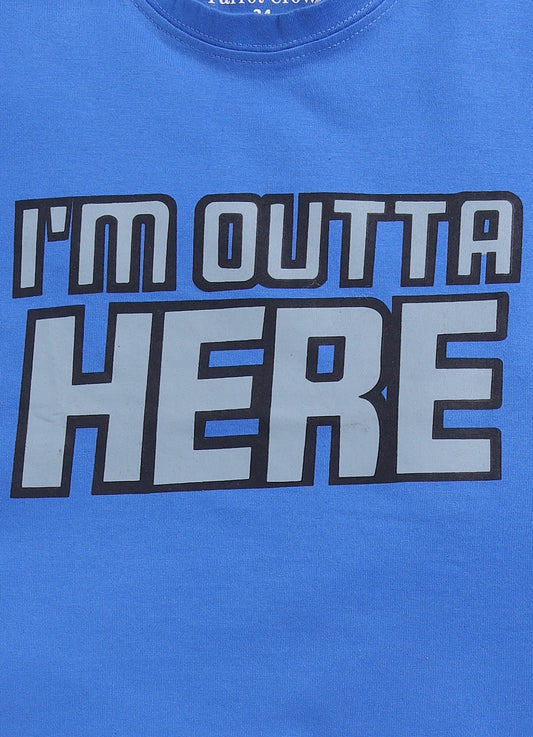 I'm Outta Here Graphic T-Shirt & Shorts Set for Boys (Blue & Grey) - ParrotCrow