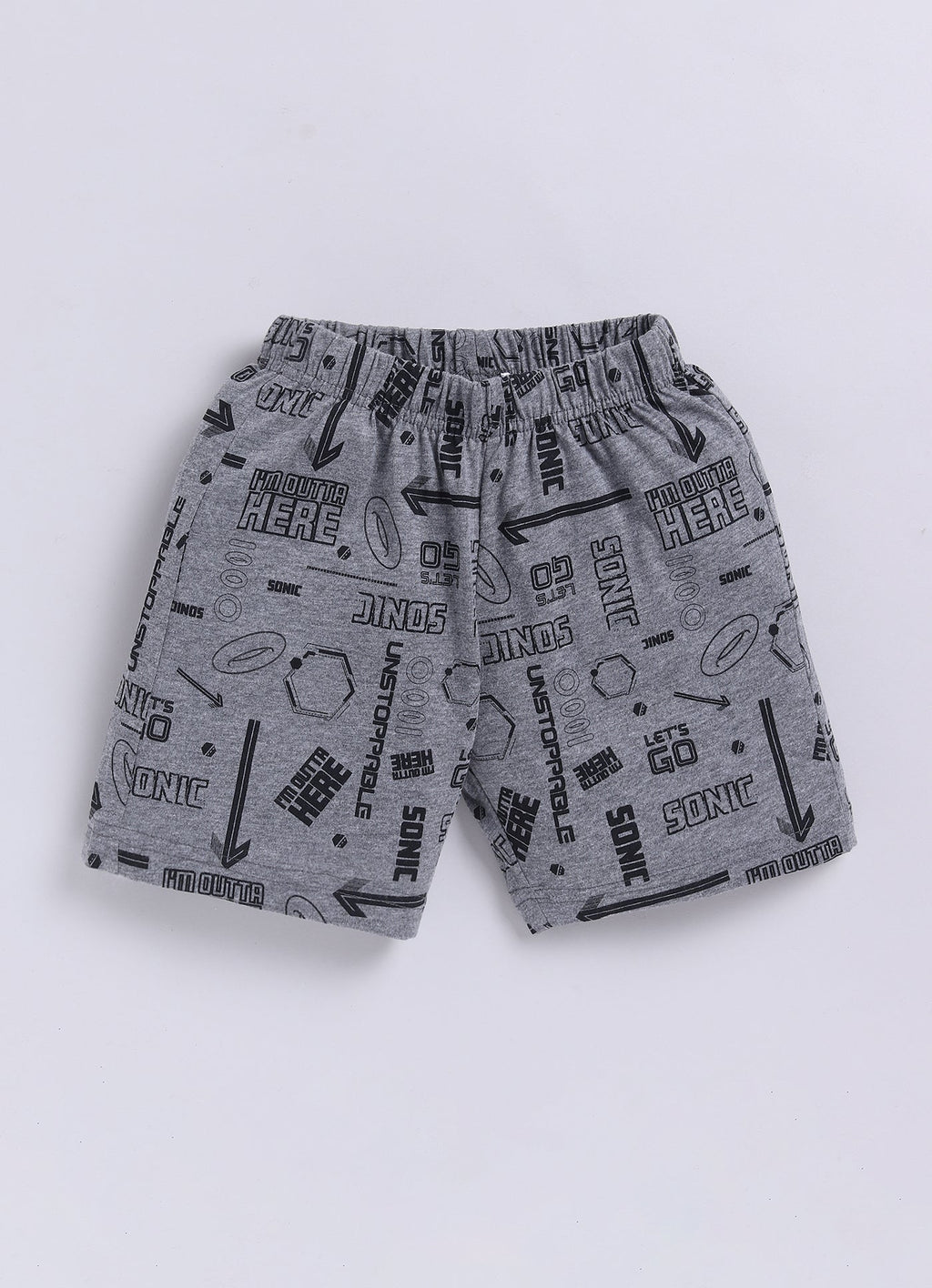 I'm Outta Here Graphic T-Shirt & Shorts Set for Boys (Blue & Grey) - ParrotCrow