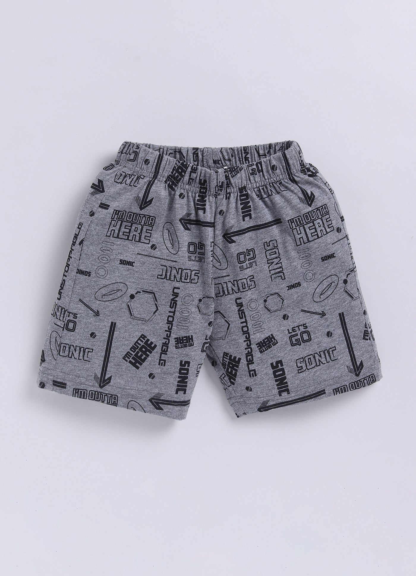 I'm Outta Here Graphic T-Shirt & Shorts Set for Boys (Blue & Grey) - ParrotCrow