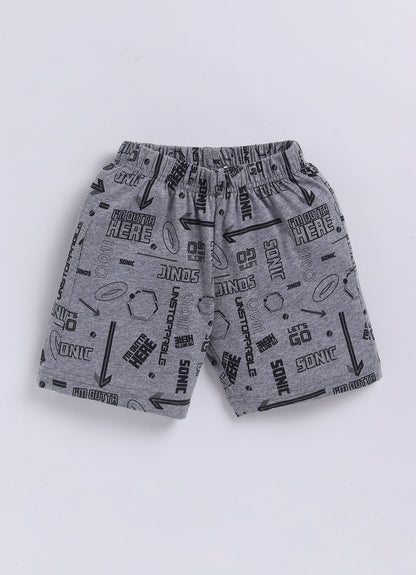 I'm Outta Here Graphic T-Shirt & Shorts Set for Boys (Blue & Grey) - ParrotCrow