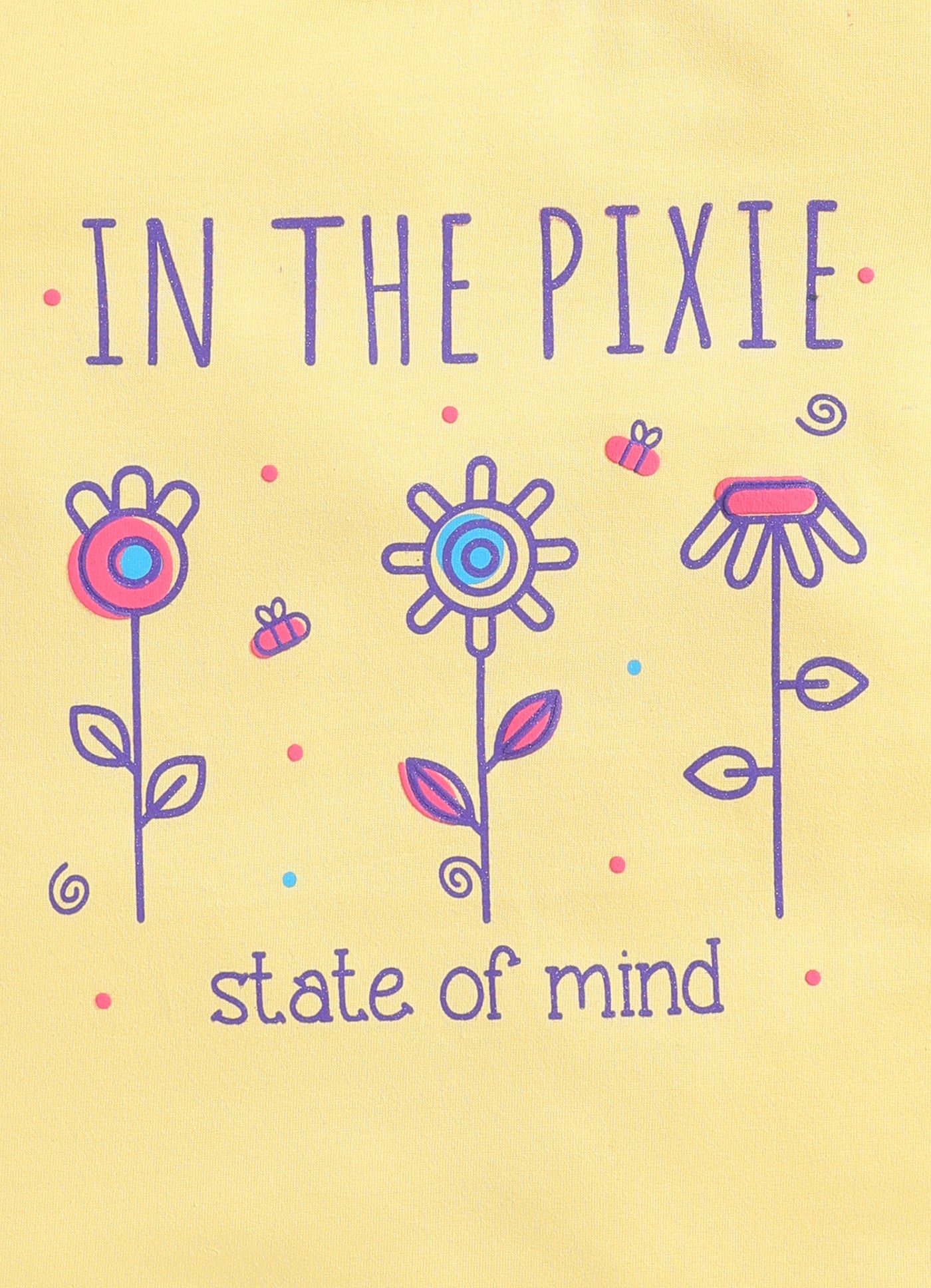 In the pixie state of mind Printed Cotton T-Shirt for Girls - Yellow - ParrotCrow