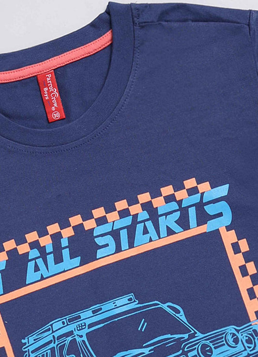 It all starts printed cotton t-shirt for boys - ParrotCrow