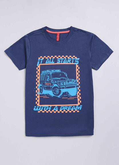 It all starts printed cotton t-shirt for boys - ParrotCrow