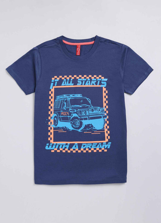 It all starts printed cotton t-shirt for boys - ParrotCrow