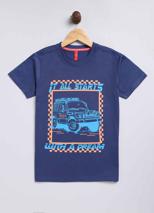 It all starts printed cotton t-shirt for boys - ParrotCrow