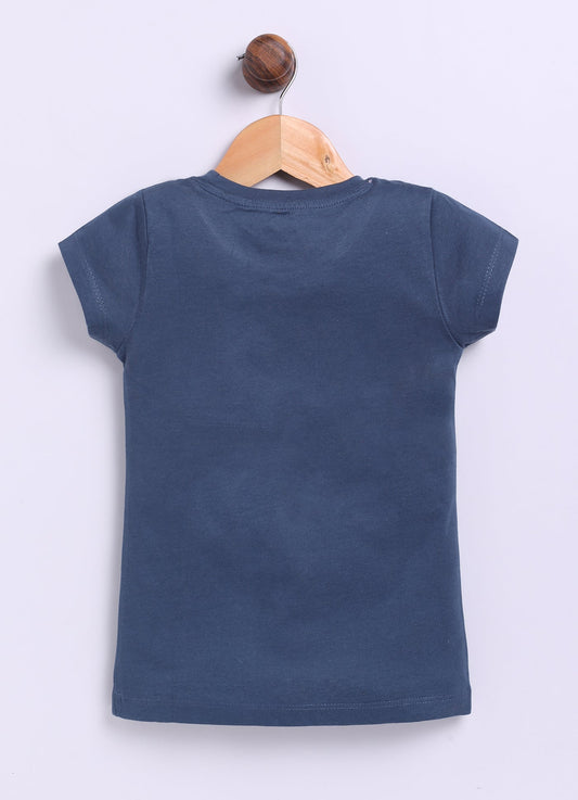 It’s a party Print Cotton T-Shirt for Girls - Navy - ParrotCrow