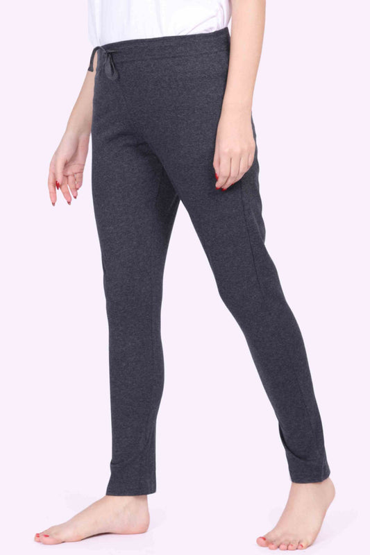 Women Black Melange Slim Fit Yoga - Jogger Track Pants