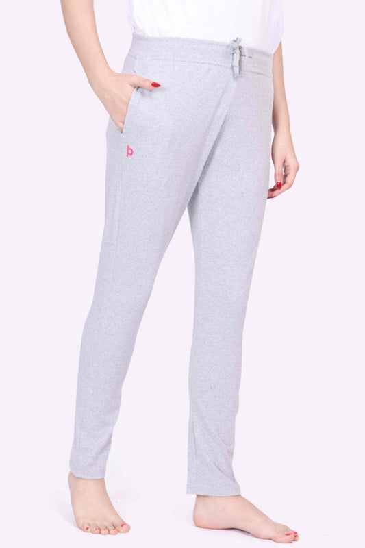 Women Grey Melange Relaxed Fit Yoga - Jogger Track Pants