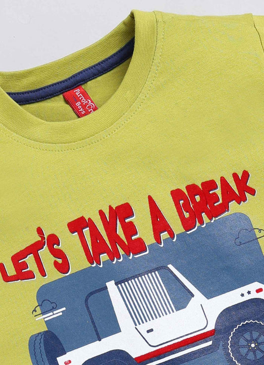 Let’s take a break cotton t-shirt for boys - ParrotCrow