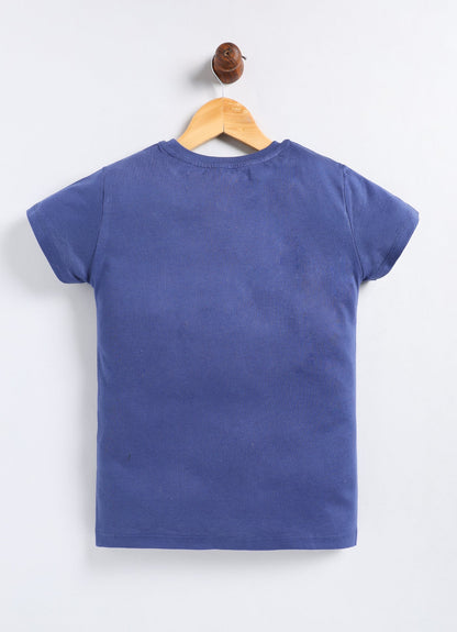 My Gossip Partner Printed Cotton T-Shirt for Girls - Blue - ParrotCrow