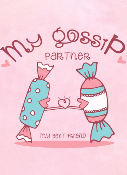 My Gossip Partner Printed Cotton T-Shirt for Girls - Pink - ParrotCrow