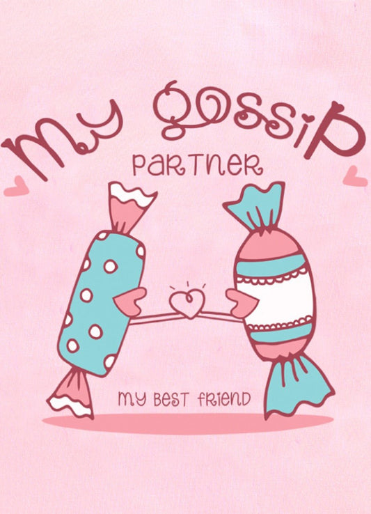 My Gossip Partner Printed Cotton T-Shirt for Girls - Pink - ParrotCrow