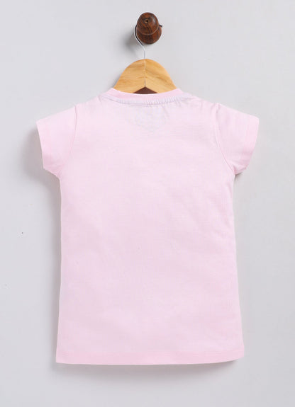 My Gossip Partner Printed Cotton T-Shirt for Girls - Pink - ParrotCrow