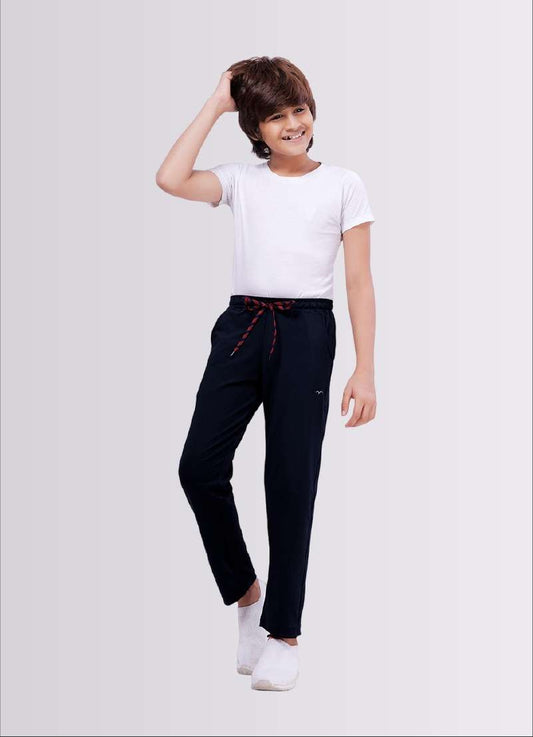 Navy Color Polyester Lycra Jogger Track Pant for Boys - ParrotCrow