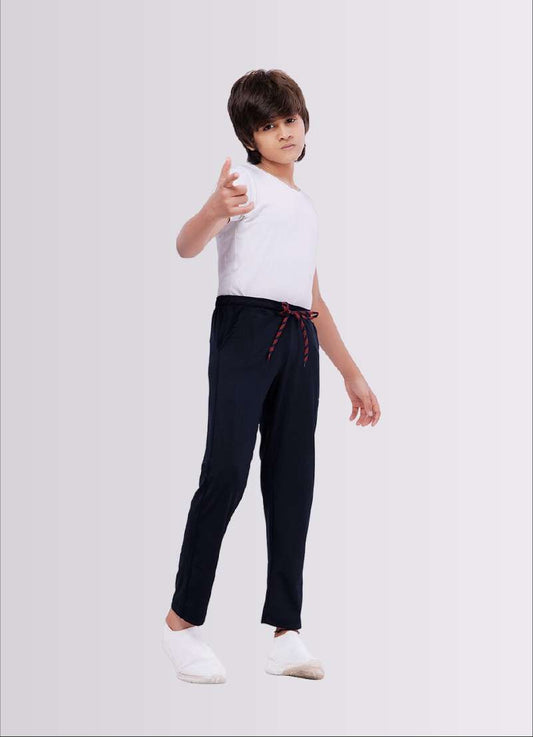 Navy Color Polyester Lycra Jogger Track Pant for Boys - ParrotCrow