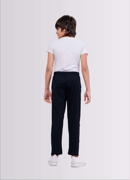 Navy Color Polyester Lycra Jogger Track Pant for Boys - ParrotCrow