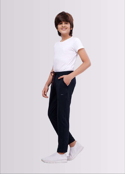 Navy Color Polyester Lycra Jogger Track Pant for Boys - ParrotCrow