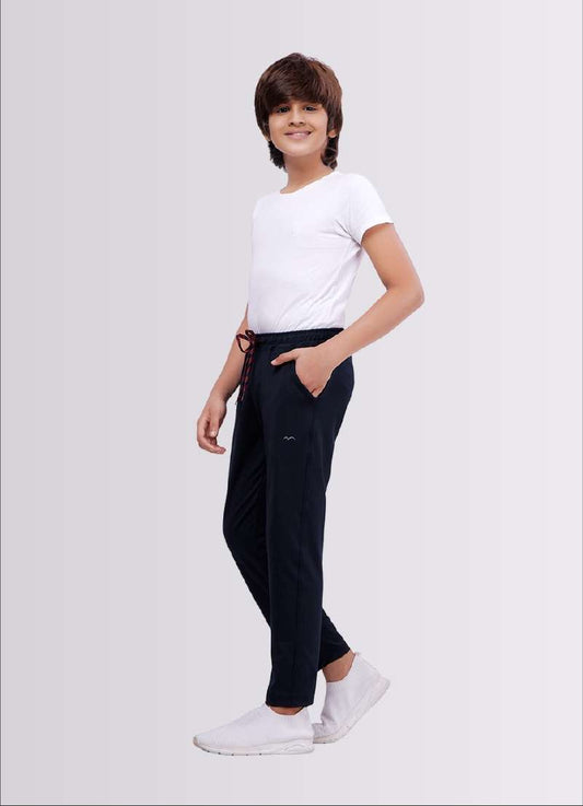 Navy Color Polyester Lycra Jogger Track Pant for Boys - ParrotCrow