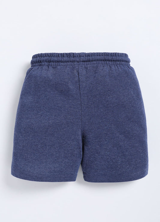 Navy Melange Cotton Shorts For Boys - ParrotCrow