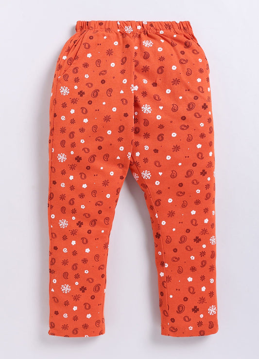 Orange Cotton Pyjama Pants for Girls - ParrotCrow