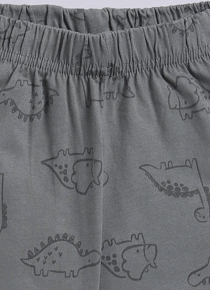 Orange Dino - Mite T-Shirt & Grey Shorts Set for Boys - ParrotCrow