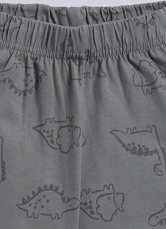 Orange Dino - Mite T-Shirt & Grey Shorts Set for Boys - ParrotCrow