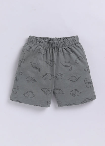 Orange Dino - Mite T-Shirt & Grey Shorts Set for Boys - ParrotCrow