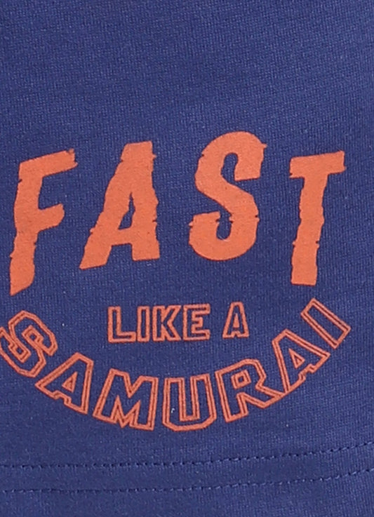 Parrot Crow Boys Aqua Dino Print Cotton T-Shirt & Navy Shorts Set – “Fast Like a Samurai” - ParrotCrow