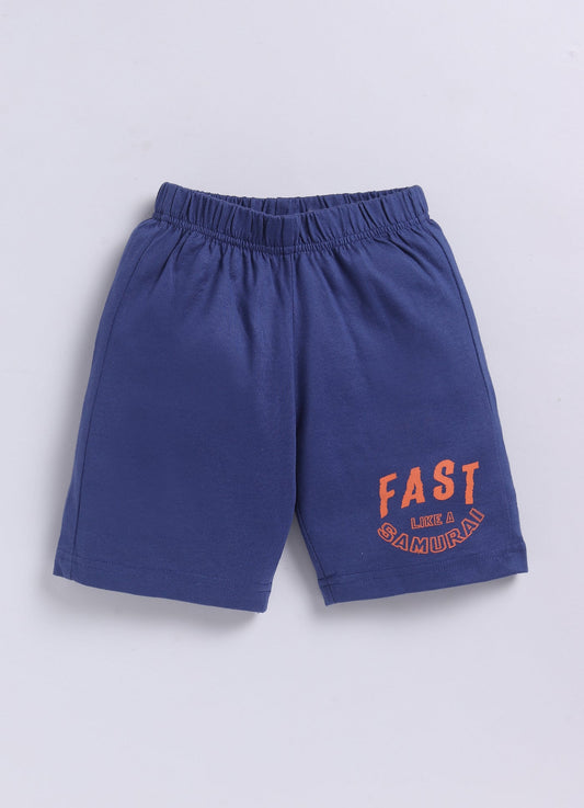 Parrot Crow Boys Aqua Dino Print Cotton T-Shirt & Navy Shorts Set – “Fast Like a Samurai” - ParrotCrow