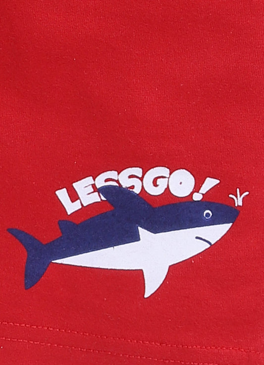 Parrot Crow Boys Blue Shark & Whale Print T-Shirt & Red Shorts Set – “Leggo” - ParrotCrow